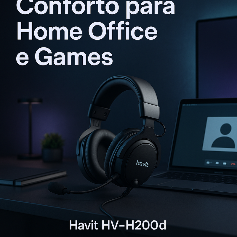 Headset gamer confortável para home office Havit HV-H2002d