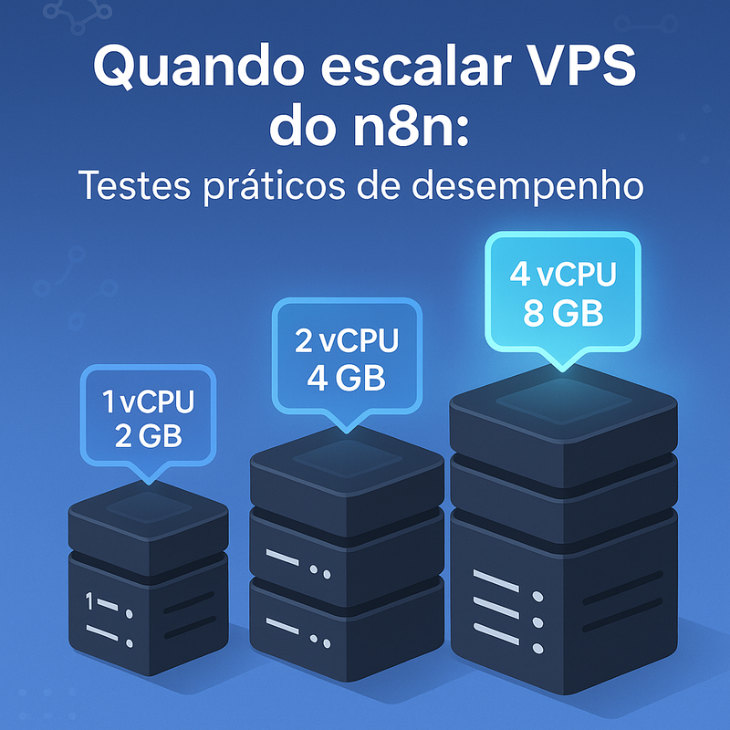 Quando escalar VPS do n8n: 1 vCPU/2 GB vs 2 vCPU/4 GB vs 4 vCPU/8 GB (testes práticos)