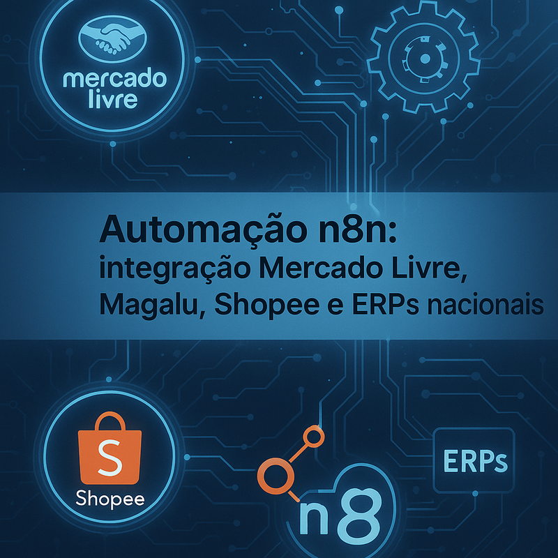 Automação n8n: integração Mercado Livre, Magalu, Shopee e ERPs nacionais